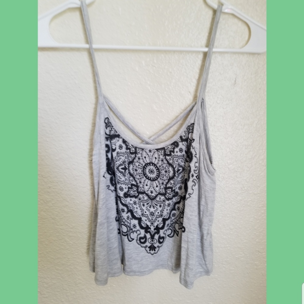 Gray & black spaghetti strap croptop.